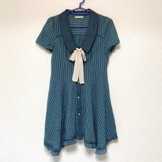 アクシーズファム(axes femme)のaxes femme ストライプシャツワンピース　リボン付き(ひざ丈ワンピース)