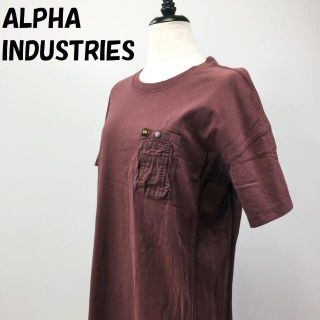 アルファインダストリーズ(ALPHA INDUSTRIES)の【人気】アルファ インダストリーズ 半袖ワンピース 膝丈 ブラウン サイズM(ひざ丈ワンピース)