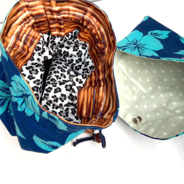 ✴︎夏✴︎クリアーバッグ・巾着袋・マスクケースポーチセット・Dカン付き ハンドメイドのファッション小物(バッグ)の商品写真