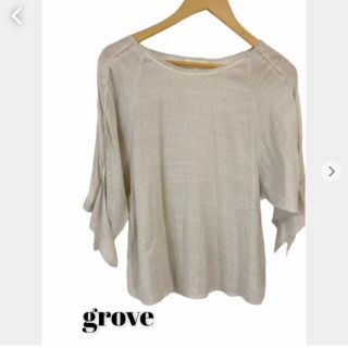 グローブ(grove)のgrove  レディーストップス　シフォンブラウス　夏　ベージュ　薄め　L(カットソー(長袖/七分))