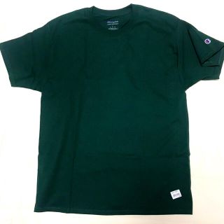 チャンピオン(Champion)の新品●チャンピオン●半袖Tシャツ、袖マーク刺繍ワッペン、深緑色、X L  (Tシャツ/カットソー(半袖/袖なし))