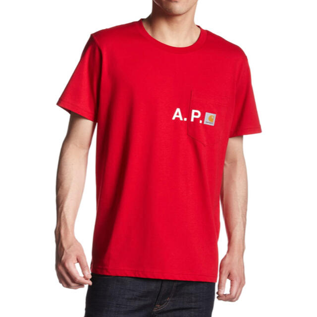 A.P.C./ Carhartt 新品未使用ポケットTシャツ　レカアラーSサイズレッド状態