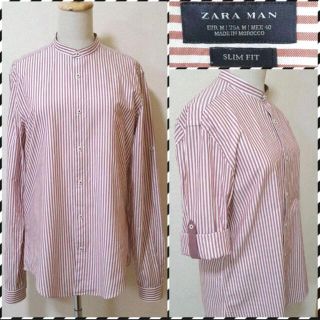 ザラ(ZARA)のZARA MAN★2WAY★ストライプ★ロールアップ★マンダリンカラー★長袖(シャツ)