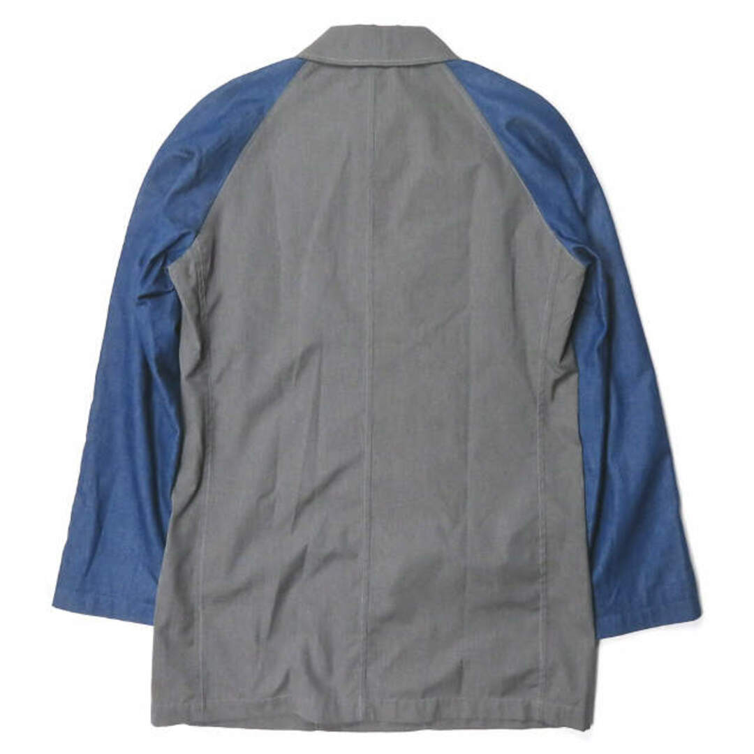 uniform experiment ユニフォームエクスペリメント 日本製 DENIM SLEEVE SOUTIEN COLLAR COAT (FABRIC MIX) デニムスリーブステンカラーコート UE-134016 1 グレー/インディゴ バルカラー 異素材切り替え ... ユニフォームエクスペリメント ラグランスリーブ ロンT SOPH.