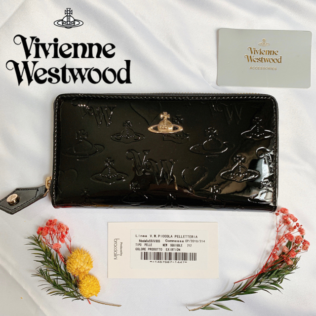 Vivienne Westwood(ヴィヴィアンウエストウッド)のヴィヴィアンウエストウッド  黒　ブラック　エナメル　美品　送料無料　長財布 レディースのファッション小物(財布)の商品写真