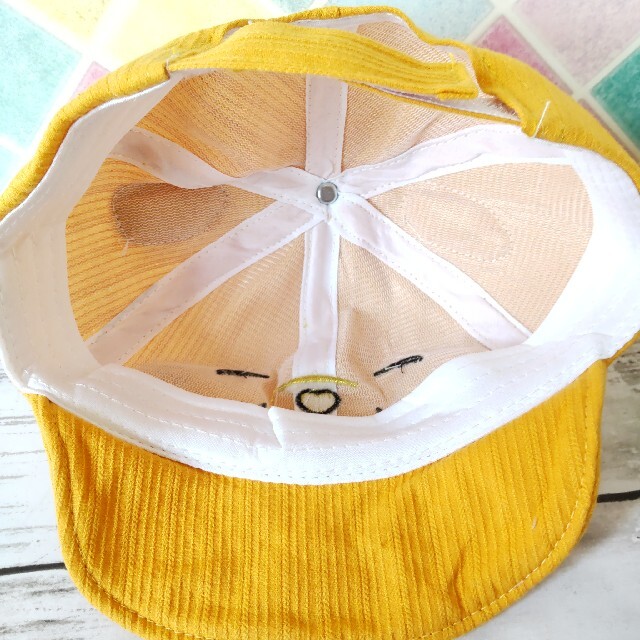 【新品】ベビー　キッズ　クマさんキャップ　帽子　黄色　調節可能 キッズ/ベビー/マタニティのこども用ファッション小物(帽子)の商品写真