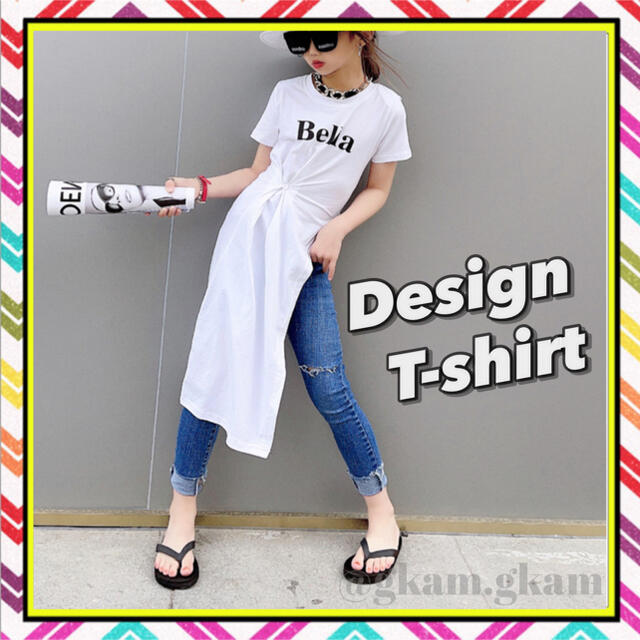 韓国子供服 子供服 キッズ デザイン Tシャツ キッズ/ベビー/マタニティのキッズ服女の子用(90cm~)(Tシャツ/カットソー)の商品写真