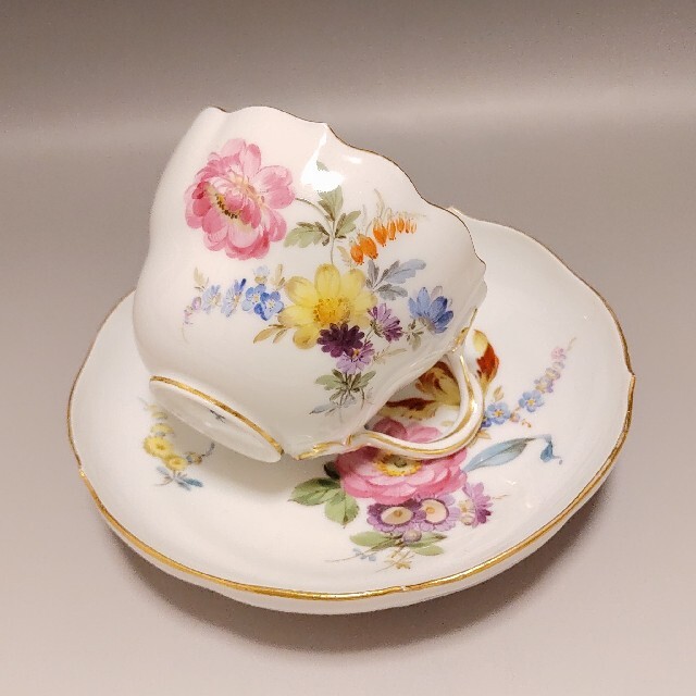 MEISSEN - 【御専用】マイセン 1880年頃 金彩花絵昆虫文 兼用カップ