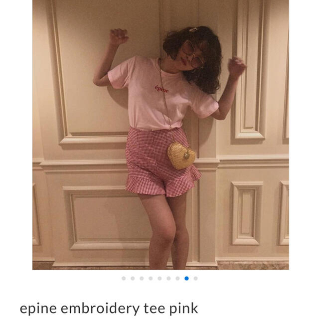 épine(エピヌ)のepine 刺繍T pink×red レディースのトップス(Tシャツ(半袖/袖なし))の商品写真