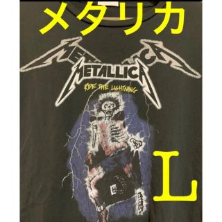 ジーユー(GU)のメタリカ　Tシャツ L 黒　ロックTシャツ　バンドTシャツ 美品　69(Tシャツ/カットソー(半袖/袖なし))