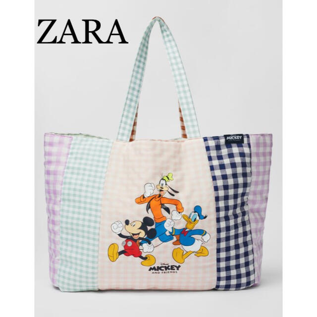 ZARA(ザラ)のZARA♡ギンガムチェックディズニートートバッグ レディースのバッグ(トートバッグ)の商品写真