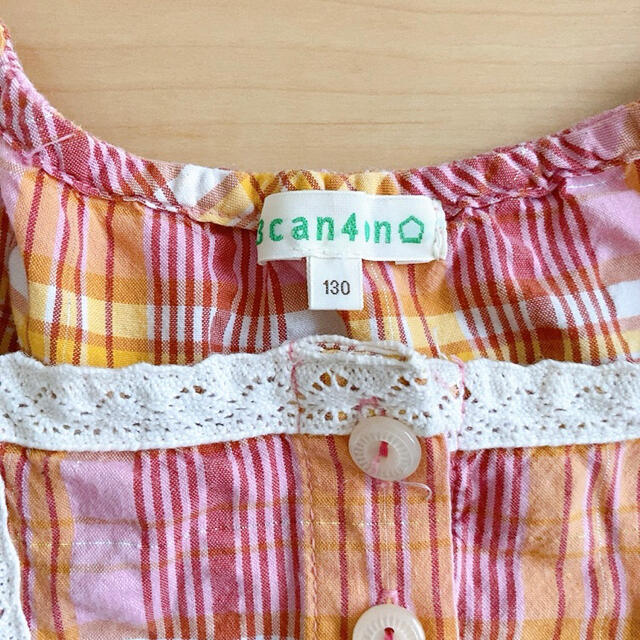 3can4on(サンカンシオン)の3can4on☆チェック柄ワンピース　130cm キッズ/ベビー/マタニティのキッズ服女の子用(90cm~)(ワンピース)の商品写真