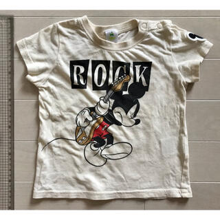 ディズニー(Disney)のディズニー ミッキー ロックTシャツ キッズ 90 オフホワイト 古着風(Tシャツ/カットソー)
