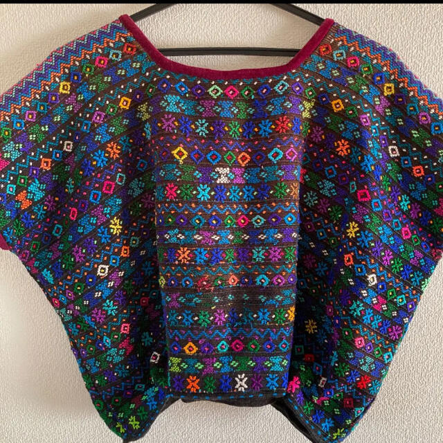 メキシコ刺繍ブラウス ウィピル エスニック Tシャツ アジアン 手織り生地 布メンズ