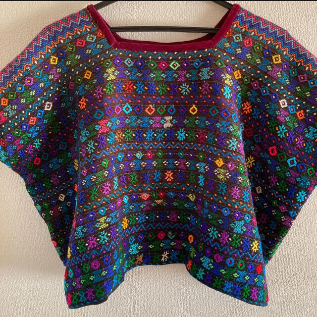 メキシコ刺繍ブラウス ウィピル エスニック Tシャツ アジアン 手織り生地 布