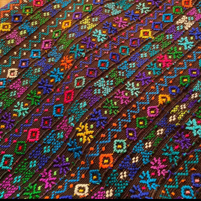 メキシコ刺繍ブラウス ウィピル エスニック Tシャツ アジアン 手織り生地 布
