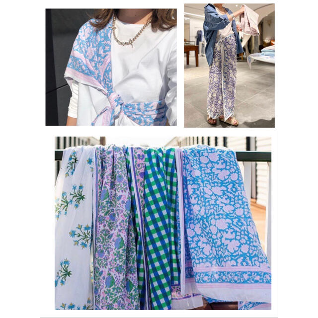 【新品】SZ blockprints ＊ sarong マルチクロス 花柄　②ブランケット