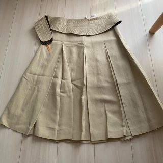 アンクライン(ANNE KLEIN)の最安値！ANNE KLINE アンクライン ベルト付き スカート ベージュ(ひざ丈スカート)