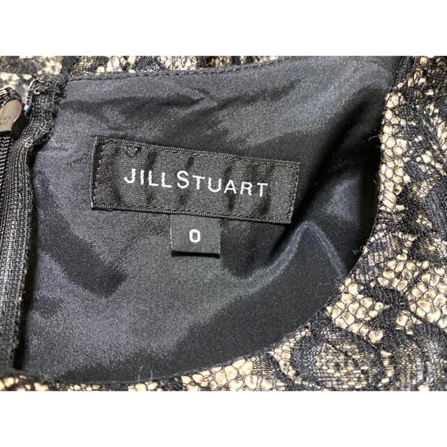 JILLSTUART(ジルスチュアート)の未使用品　ジルスチュアート 0 素敵レース オーガンジー ワンピース 黒　日本製 レディースのワンピース(ひざ丈ワンピース)の商品写真