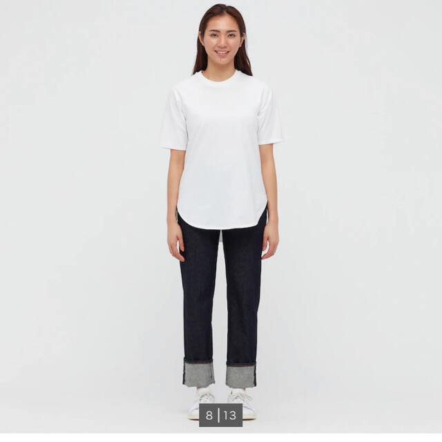 UNIQLO(ユニクロ)のスムースコットンラウンドヘムロングT レディースのトップス(Tシャツ(半袖/袖なし))の商品写真