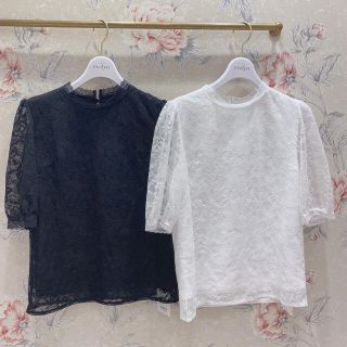 エブリン(evelyn)のレースハイネックTP×編み上げタイトSK(カットソー(半袖/袖なし))