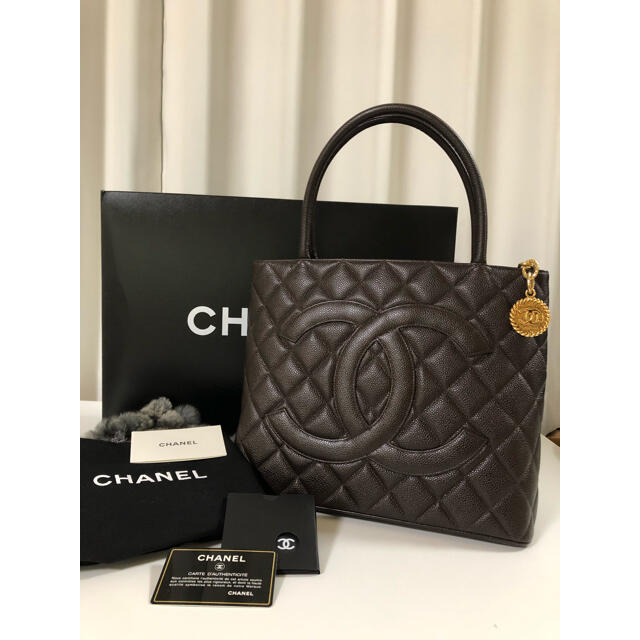 トートバッグCHANEL★復刻トート★キャビアスキン★ダークブラウン★ヴィンテージシャネル