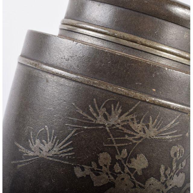 煎茶道具 林亭瑞製 古錫 秋花文 茶壷 茶心壷 約304g M R3666 煎茶道具 林亭瑞製 古錫 秋花文 茶壷 茶心壷 約304g M R3666