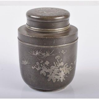 煎茶道具 林亭瑞製 古錫 秋花文 茶壷 茶心壷 約304g M R3666
