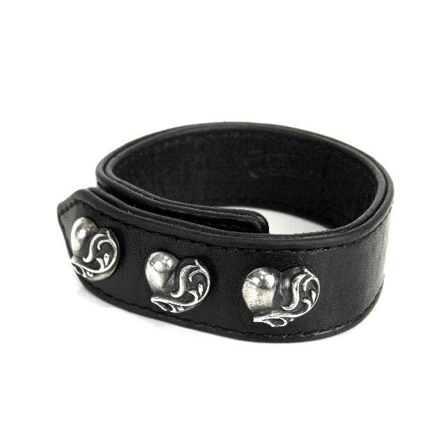 Chrome Hearts(クロムハーツ)のクロムハーツ■3BTN 2SNP Heart レザーブレスレット メンズのアクセサリー(ブレスレット)の商品写真