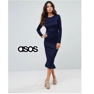 エイソス(asos)のぬーぴー様専用　フリルヘムミディアムドレス(ミディアムドレス)