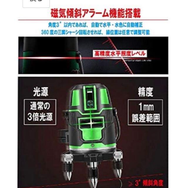 新品】グリーンレーザー墨出し器7点+1m三脚付セット(リチウムバッテリ)-