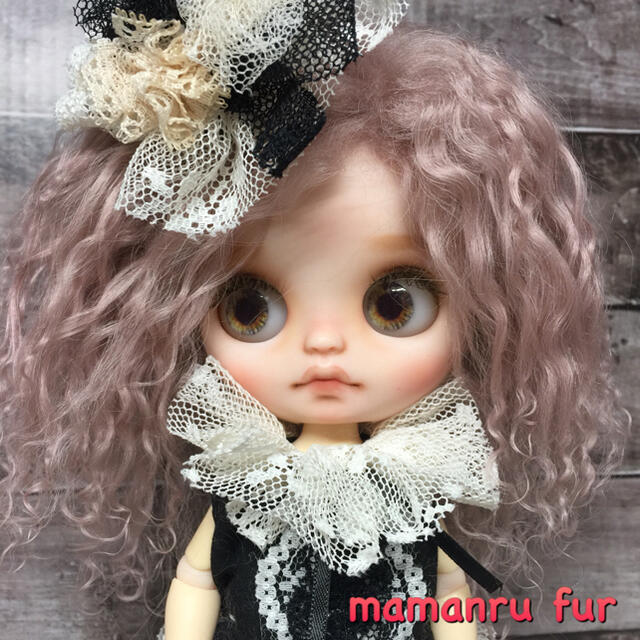 blythe _wm-205スモークピンク✨チベットラムフルスキンウィッグ