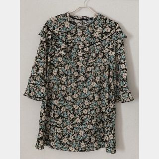 ザラ(ZARA)の【美品】ZARA   花柄チュニックワンピース(ミニワンピース)