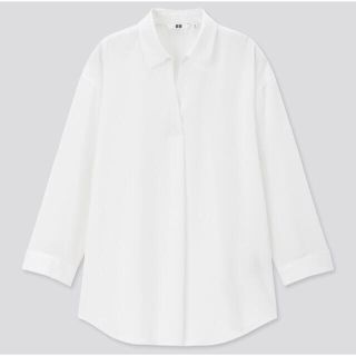 ユニクロ(UNIQLO)のユニクロ レーヨンスキッパーブラウス（七分袖）M(シャツ/ブラウス(長袖/七分))