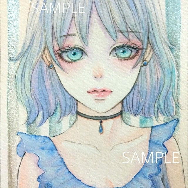 から厳選した 専用 手描きイラスト《心雨》オリジナル 水彩画 絵画+