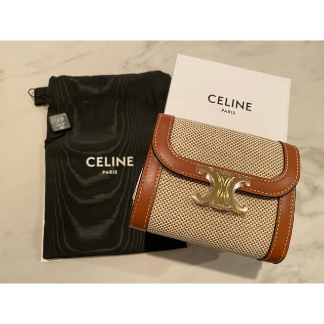 CELINE スモールフラップウォレット　激レア品　タン/ホワイト