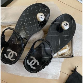 美品 シャネル CHANEL ビーチサンダル カメリア 20-22031404