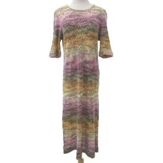 ミッソーニ(MISSONI)のミッソーニ ニット ワンピース イタリア製 国内正規 48 Lサイズ オレンジ系(ひざ丈ワンピース)