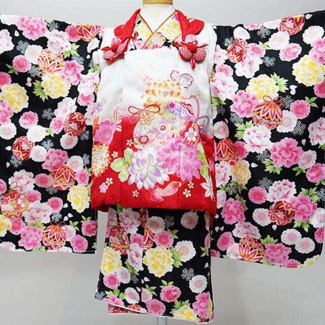 七五三 三歳 女児 被布 着物 フルセット 百花繚乱 NO35014 【激安大