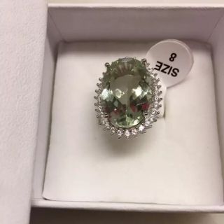 【豪華‼️】天然石 18CT‼️グリーン アメジスト 取り巻き リング(リング(指輪))