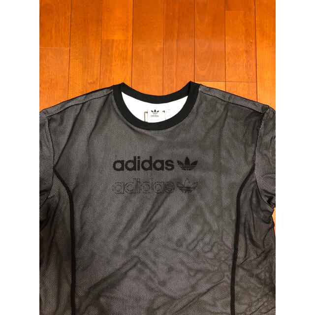 adidas(アディダス)のadidasアディダス☆メッシュ黒Tシャツ レディースのトップス(Tシャツ(半袖/袖なし))の商品写真