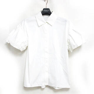 フォクシー(FOXEY)のフォクシー美品 半袖 ブラウス フレンチパフ 37599  シャツ 白 38(シャツ/ブラウス(半袖/袖なし))