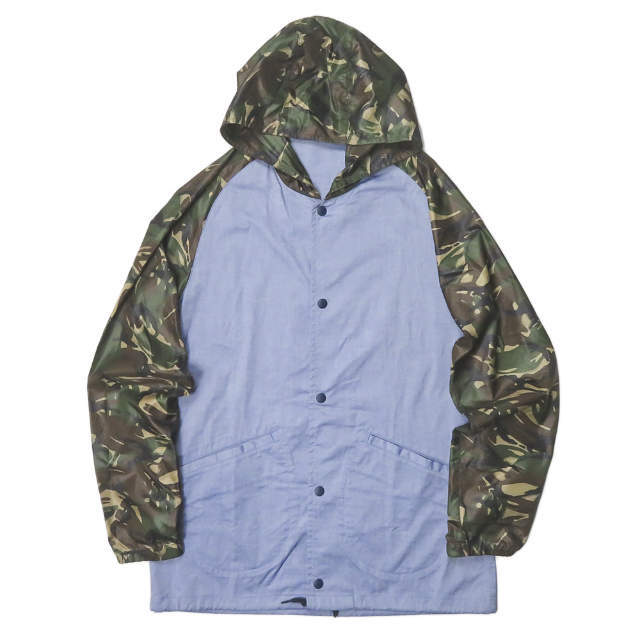 SOPHNET. ソフネット 日本製 CAMOUFLAGE MIX HOODED COACH SHIRT カモフラージュミックスフーデッドコーチシャツ SOPH-150025 S ブルー コーチジャケット アウター【SOPHNET.】