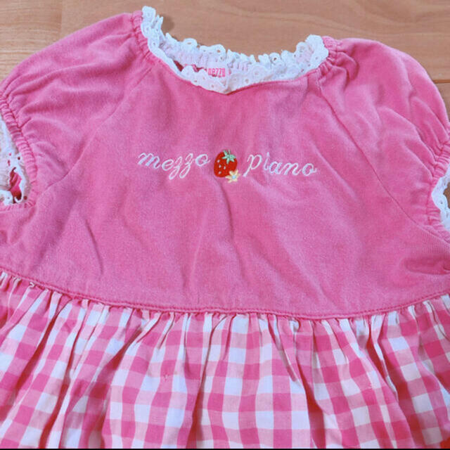 mezzo piano(メゾピアノ)の90 メゾピアノ ワンピース チェック リボン  キッズ/ベビー/マタニティのキッズ服女の子用(90cm~)(ワンピース)の商品写真