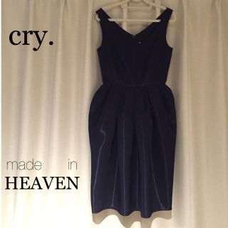 メイドインヘブン(made in HEAVEN)のcry.  made in HEAVEN ネイビー コクーンドレス 【美品】(ひざ丈ワンピース)