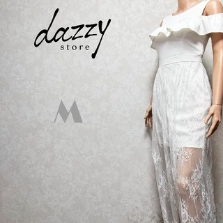 デイジーストア(dazzy store)の裾レース オープンショルダー フリル タイト キャバドレス(ロングドレス)