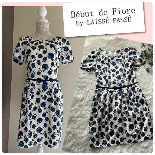 Debut de Fiore(デビュードフィオレ)の♡デビュードフィオレバイレッセパッセ　バラ柄　リボン　ワンピース♡ レディースのワンピース(ひざ丈ワンピース)の商品写真