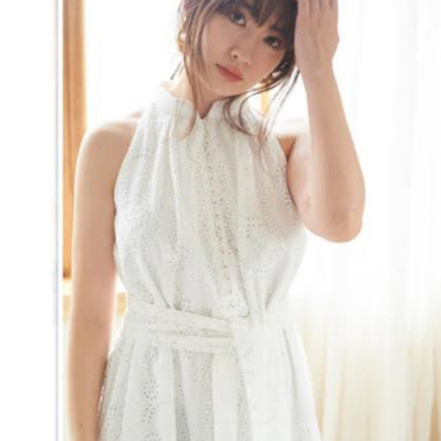 【Her lip to】Lace-trimmed Belted Dressひざ丈ワンピース