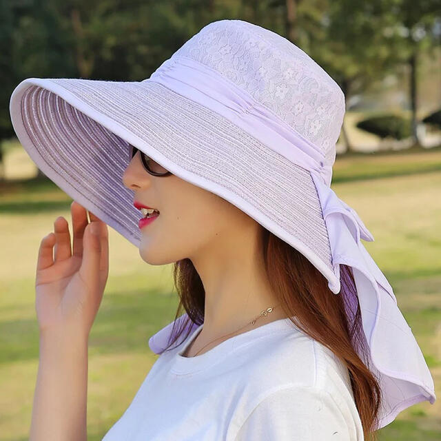 新作/つば広帽子/紫外線対策/UVカットハット/折り畳み可能 レディースの帽子(ハット)の商品写真