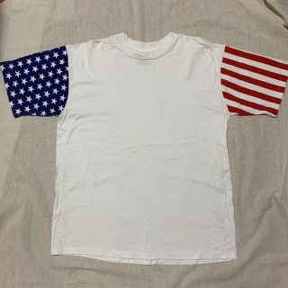 90s アメリカ製　アメリカ国旗　国旗　USA製　ビンテージ　tee used(Tシャツ/カットソー(半袖/袖なし))